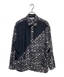 HERALBONY（ヘラルボニー）の古着「デザインシャツ（ショルダー切替）ブラックB「（無題）（丸）」」｜グレー×ブラック