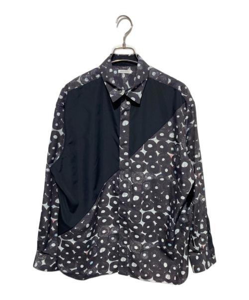 HERALBONY（ヘラルボニー）HERALBONY (ヘラルボニー) デザインシャツ（ショルダー切替）ブラックB「（無題）（丸）」 グレー×ブラック サイズ:Freeの古着・服飾アイテム