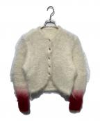 Mame Kurogouchiマメクロゴウチ）の古着「Fur Knitted Cardigan」｜ホワイト×レッド