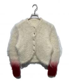 Mame Kurogouchi（マメクロゴウチ）の古着「Fur Knitted Cardigan」｜ホワイト×レッド