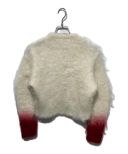 Mame Kurogouchi（マメクロゴウチ）Mame Kurogouchi (マメクロゴウチ) Fur Knitted Cardigan ホワイト×レッド サイズ:1の古着・服飾アイテム