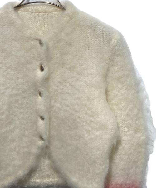 Mame Kurogouchi（マメクロゴウチ）Mame Kurogouchi (マメクロゴウチ) Fur Knitted Cardigan ホワイト×レッド サイズ:1の古着・服飾アイテム