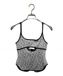Mame Kurogouchi（マメクロゴウチ）の古着「Floral Jacquard Fraise Stitch Camisole Top」｜ホワイト×ブラック