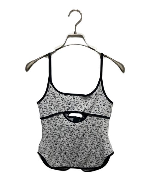 Mame Kurogouchi（マメクロゴウチ）Mame Kurogouchi (マメクロゴウチ) Floral Jacquard Fraise Stitch Camisole Top ホワイト×ブラック サイズ:1の古着・服飾アイテム