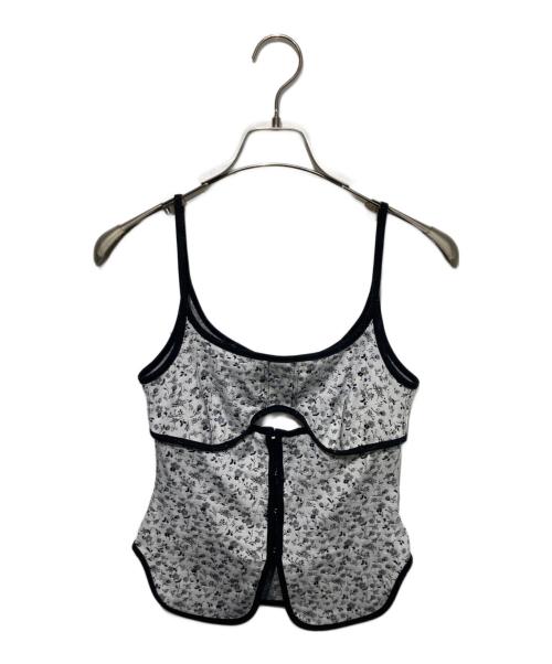 Mame Kurogouchi（マメクロゴウチ）Mame Kurogouchi (マメクロゴウチ) Floral Jacquard Fraise Stitch Camisole Top ホワイト×ブラック サイズ:1の古着・服飾アイテム
