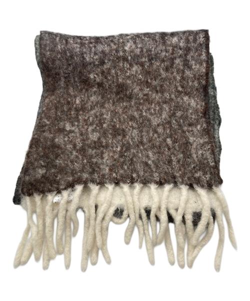 maison kitsune（メゾンキツネ）maison kitsune (メゾンキツネ) GRADIENT FRINGED SCARF ホワイト×グレーの古着・服飾アイテム