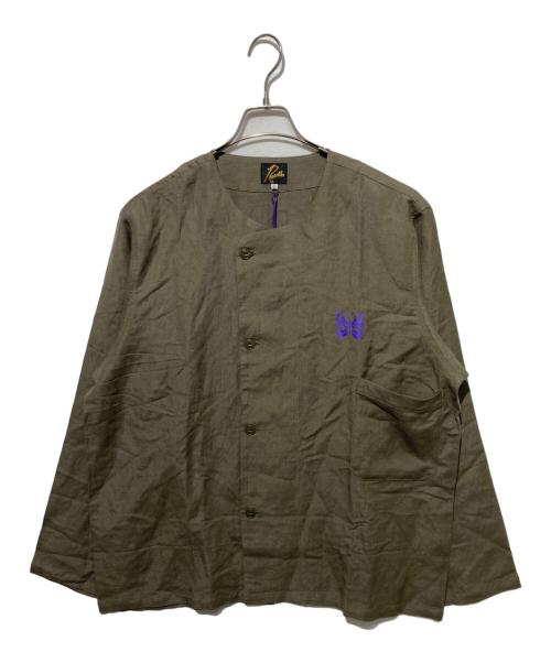 Needles（ニードルズ）Needles (ニードルズ) リネンレーヨンノーカラーシャツセットアップ カーキ サイズ:Lの古着・服飾アイテム