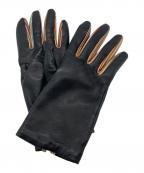 PAUL SMITHポールスミス）の古着「シグネチャーストライプトリム レザーグローブ」｜ブラック