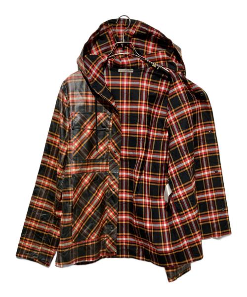 BOTTEGA VENETA（ボッテガベネタ）BOTTEGA VENETA (ボッテガベネタ) コーティング加工 フーデットチェックジャケット オレンジ サイズ:50の古着・服飾アイテム