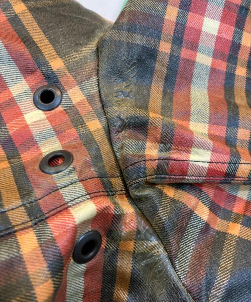 BOTTEGA VENETA（ボッテガベネタ）BOTTEGA VENETA (ボッテガベネタ) コーティング加工 フーデットチェックジャケット オレンジ サイズ:50の古着・服飾アイテム