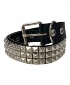 666666）の古着「3連ピラミッドスタッズベルト」｜ブラック