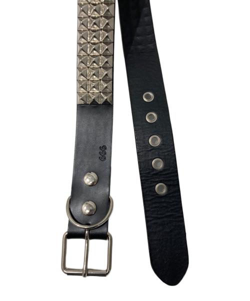 666（666）666 (666) 3連ピラミッドスタッズベルト ブラック サイズ:SMの古着・服飾アイテム