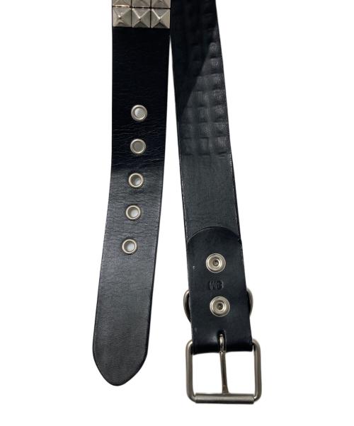 666（666）666 (666) 3連ピラミッドスタッズベルト ブラック サイズ:SMの古着・服飾アイテム