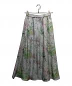 HERALBONYヘラルボニー）の古着「サテンスカート「サクラ」」｜グレー×グリーン