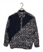 HERALBONYヘラルボニー）の古着「デザインシャツ（ショルダー切替）ブラックB「（無題）（丸）」」｜グレー×ブラック