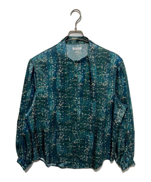 HERALBONY（ヘラルボニー）HERALBONY (ヘラルボニー) サテンボウタイブラウス「こもれび」 グリーン サイズ:Freeの古着・服飾アイテム
