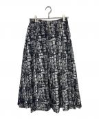 HERALBONYヘラルボニー）の古着「フレアスカート「小川真広」」｜ホワイト×ブラック