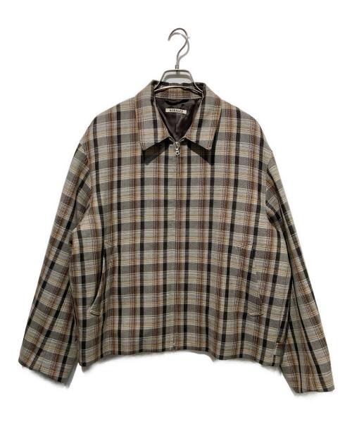 AURALEE（オーラリー）AURALEE (オーラリー) DOUBLE FACE CHECK ZIP BLOUSON ブラウン サイズ:4の古着・服飾アイテム
