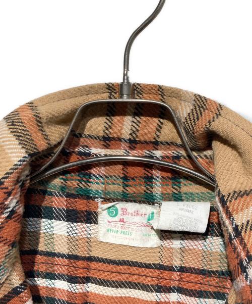 FIVE BROTHER（ファイブブラザー）FIVE BROTHER (ファイブブラザー) 60s ヘビーネルシャツ ブラウン サイズ:16の古着・服飾アイテム