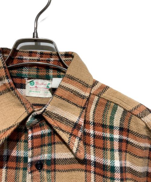 FIVE BROTHER（ファイブブラザー）FIVE BROTHER (ファイブブラザー) 60s ヘビーネルシャツ ブラウン サイズ:16の古着・服飾アイテム