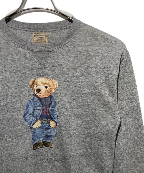 POLO RALPH LAUREN（ポロ・ラルフローレン）POLO RALPH LAUREN (ポロ・ラルフローレン) ポロベアプリント 霜降りスウェット グレー サイズ:XSの古着・服飾アイテム