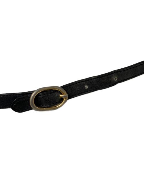 GUCCI（グッチ）GUCCI (グッチ) レザーキャンバスショルダーバッグ ブラックの古着・服飾アイテム