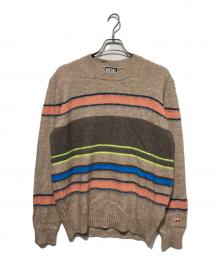 DIESEL（ディーゼル）の古着「ロゴ刺繍ボーダーニット」｜ブラウン