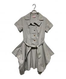 Vivienne Westwood RED LABEL（ヴィヴィアンウエストウッドレッドレーベル）の古着「ベルト付半袖シャツワンピース」｜グレー