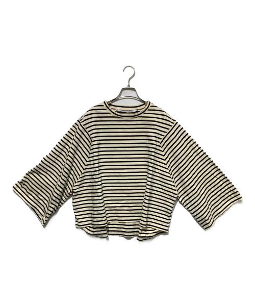 COGTHEBIGSMOKE（コグザビッグスモーク）COGTHEBIGSMOKE (コグザビッグスモーク) KAMILA WIDE SLEEVE BORDER T-SHIRT ブラック×アイボリー サイズ:　の古着・服飾アイテム