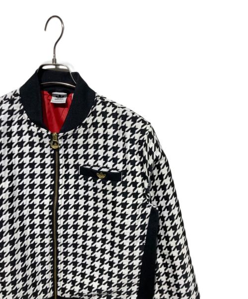 adidas（アディダス）adidas (アディダス) 千鳥格子柄ブルゾン ホワイト×ブラック サイズ:Mの古着・服飾アイテム