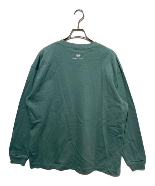 HERALBONY（ヘラルボニー）HERALBONY (ヘラルボニー) Light Weight スウェットクルー「水滴と表層」 グリーン サイズ:XLの古着・服飾アイテム