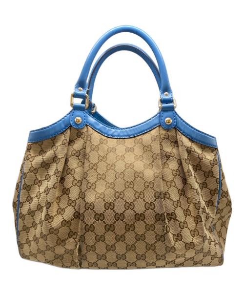 GUCCI（グッチ）GUCCI (グッチ) スーキーGGキャンバストートバッグ ブルーの古着・服飾アイテム