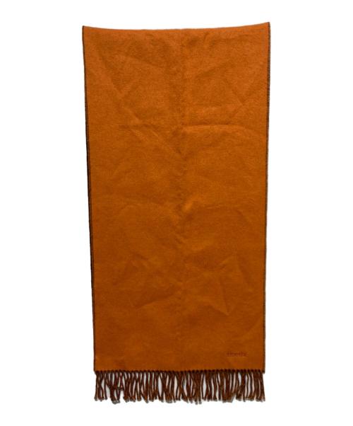 HERMES（エルメス）HERMES (エルメス) レクトヴェルソカシミヤマフラー ブラウン×オレンジの古着・服飾アイテム