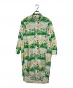 HERALBONYヘラルボニー）の古着「シャツワンピース「タイトル不明」」｜ホワイト×グリーン