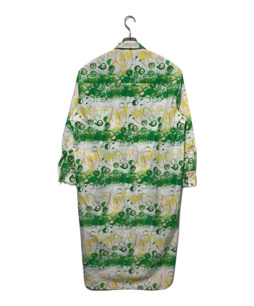 HERALBONY（ヘラルボニー）HERALBONY (ヘラルボニー) シャツワンピース「タイトル不明」 ホワイト×グリーン サイズ:Fの古着・服飾アイテム