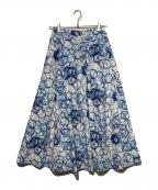 HERALBONYヘラルボニー）の古着「フレアスカート「タイトル不明」」｜ホワイト×ブルー