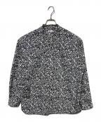 HERALBONYヘラルボニー）の古着「ブロードバンドカラーシャツ「かえでのチョキチョキ」」｜ブラック×ホワイト