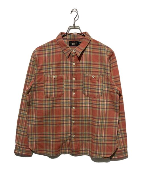 RRL（ダブルアールエル）RRL (ダブルアールエル) チェックツイルワークシャツ ピンク サイズ:XLの古着・服飾アイテム