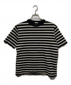 COMOLIコモリ）の古着「コットンボーダー半袖クルー Tシャツ」｜ブラック×ホワイト