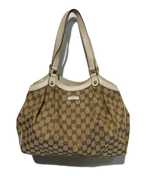 GUCCI（グッチ）GUCCI (グッチ) GGキャンバス トートバッグ ベージュの古着・服飾アイテム