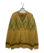 Needlesニードルズ）の古着「MOHAIR CARDIGAN - ARGYL」｜ベージュ×グリーン