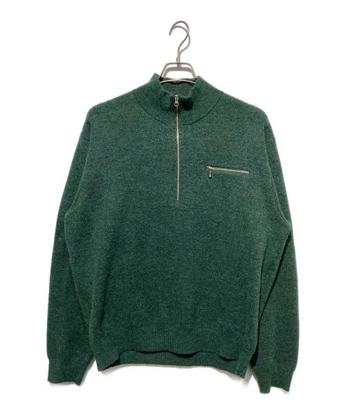 stussy（ステューシー）stussy (ステューシー) Half Zip Mock Neck Sweater グリーン サイズ:Lの古着・服飾アイテム