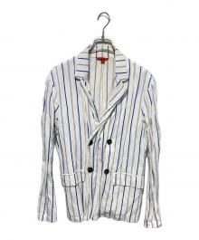 BARENA（バレナ）の古着「ストライプダブルジャケット」｜ホワイト×ブルー