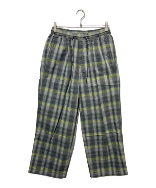 and wander（アンドワンダー）and wander (アンドワンダー) dry check easy pants グリーン×グレー サイズ:M 未使用品の古着・服飾アイテム