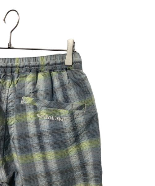 and wander（アンドワンダー）and wander (アンドワンダー) dry check easy pants グリーン×グレー サイズ:M 未使用品の古着・服飾アイテム