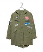WIND AND SEAウィンダンシー）の古着「ロゴ ミリタリーモッズコート」｜グリーン