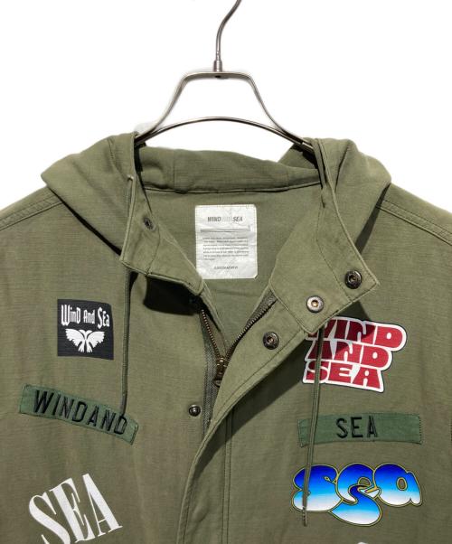 WIND AND SEA（ウィンダンシー）WIND AND SEA (ウィンダンシー) ロゴ ミリタリーモッズコート グリーン サイズ:Ｌの古着・服飾アイテム