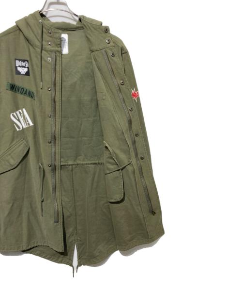WIND AND SEA（ウィンダンシー）WIND AND SEA (ウィンダンシー) ロゴ ミリタリーモッズコート グリーン サイズ:Ｌの古着・服飾アイテム