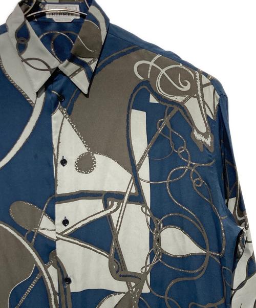 HERMES（エルメス）HERMES (エルメス) Coup de Fouet Remix シルクシャツ ネイビー×グレー サイズ:38/15の古着・服飾アイテム