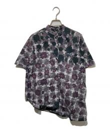 MM6 Maison Margiela（エムエムシックスメゾンマルジェラ）の古着「アシンメトリー花柄バンドカラーシャツ」｜グレー×パープル